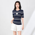 Slimming Effect Knitted Top Thin round Ne Commute Versatile Elastic Korean Sle ort Sve Summer Faion Ladies' Knitwear