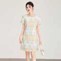 New Chinese Style Heavy Industry Bead Doll Collar Short-sleeved Jacquard High Waist Slim High-end Elegant Socialite Dress Women