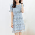 Elegant Slim Fit Summer Dress Women's High Waist Hollow out Skirt Street Style Polyester Fiber Mid-Length Midi Dress