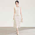 Embroidered 3D Floral Patchwork Vest Top Fairy Short Skirt Set Elegant Casual Summer Outfit Polyester Fabric No Sleeve
