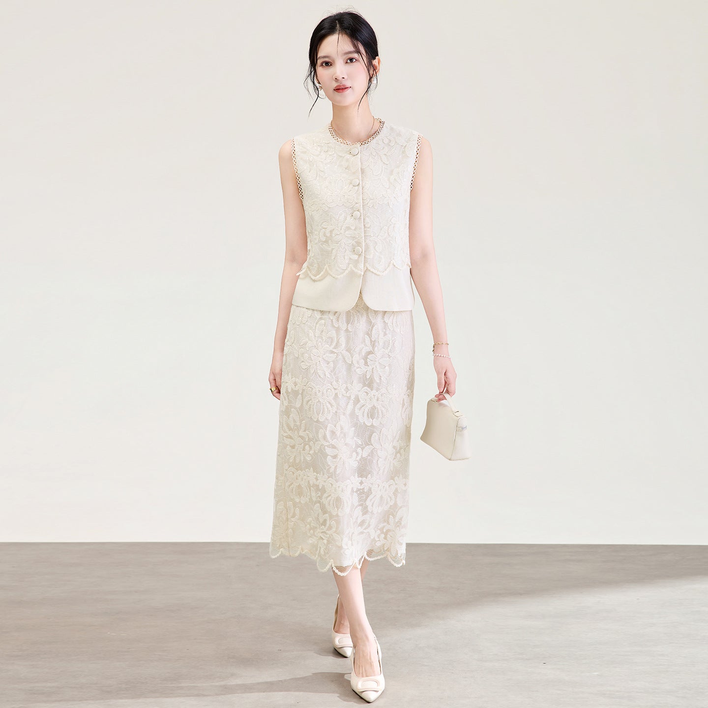 Embroidered 3D Floral Patchwork Vest Top Fairy Short Skirt Set Elegant Casual Summer Outfit Polyester Fabric No Sleeve