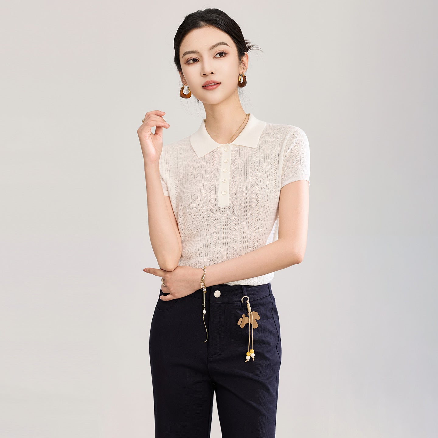 Short Sleeve Knitted T shirt Woman Summer Casual Loose Lapel Solid Ins Hot Tops Pullover Female Sweater T shirt Outwear