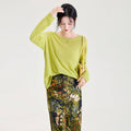 75% Cashmere 25% Silk Thin round Neck Loose Knitted Sweater Women's Lazy Seamless Sweater Soft Comfortable Casual Style