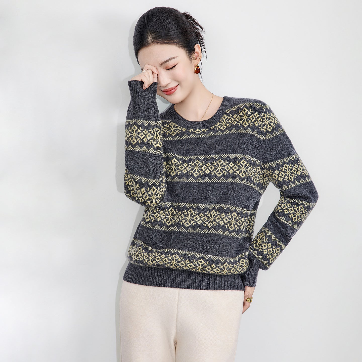 Long Sleeve Printed T-Shirt Women's Autumn Winter New Style Base Layer Fashionable Inner Wear Polo Collar Comfortable Casual