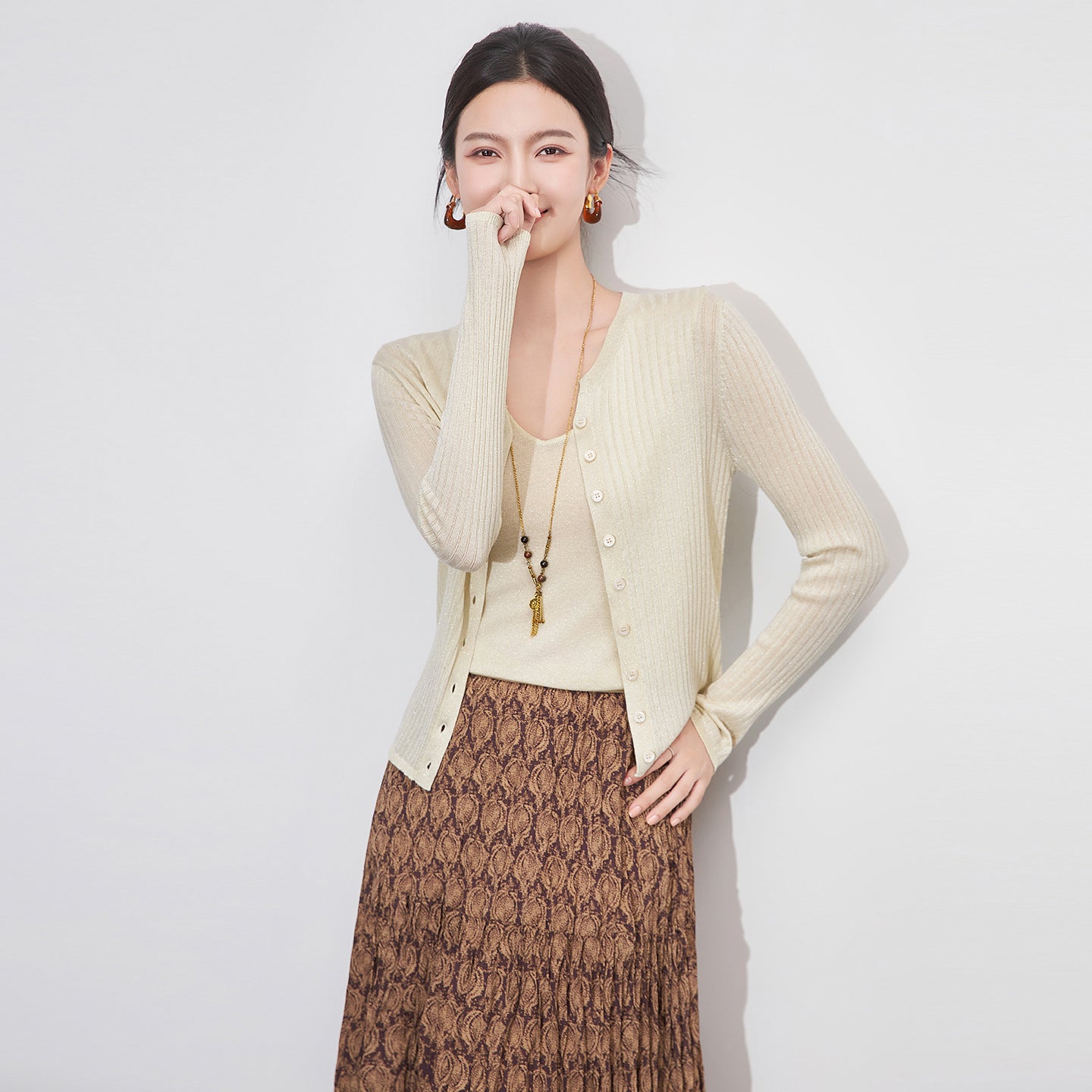 Winter New Solid Cardigan Women's O-Neck Sweater Knitted Bottoming Shirt Korean Fashion Knitwear Cardigan Tops