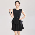 Summer New Women's High Collar Sleeveless Polka Dot Dress High Quality Fashion Elegant Anti-Light Pleated Mini Skirt