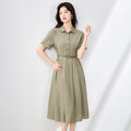 Slimming Effect Shirt Dress Women's High Waist A-Line Long Skirt Casual Style Sweet Brand Other Material 100% Autumn Wear