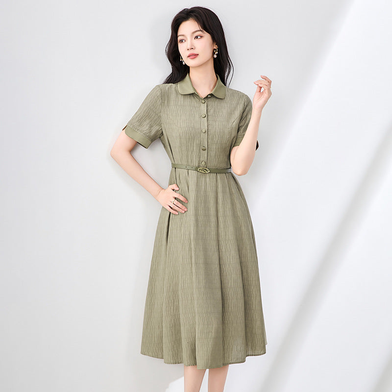 Slimming Effect Shirt Dress Women's High Waist A-Line Long Skirt Casual Style Sweet Brand Other Material 100% Autumn Wear