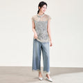 Loose Fit Slimming Short Sleeve Stand Collar Shirt Women's Summer Fashionable Versatile Cotton Blend Top