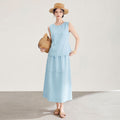 White Sleeveless Dress Set Women's Summer New High-End Elegant Age-Defying Two-Piece Set Casual Leisure Polyester