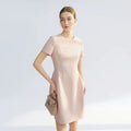 Summer New Style Women's Simple Waist-Cinching Short Sleeve Dress French High Fashion Sensation Slimming Elegant Midi Dress