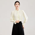 Romantic Wooden Collar Loose Women's Cotton Shirt Versatile Spring Fashion French Style Breathable Long Sleeve Top