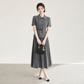 Summer Short Sleeve Dress Sets 2 Piece Clothes Elegant Women Top and Pleated Skirt Suit Outfit Office Party Outfit Lady