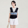 Slimming Effect Parisian Stripe Knitwear Fashionable Minimalist Color Block Knit Shirt Casual Elegant Princess Sleeve Style
