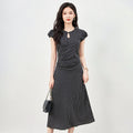 French Lace Trim V Neck Polka Dot Dresses Women Short Sleeve A-line Midi Elegant Summer Dress Pretty Girl Holiday Robe