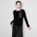 Bow Lacing Black Vintage Blouse Spring Autumn New Long Sleeve All-match Youth Office Shirt Tops Casual Women Clothing