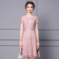 Elegant Mid-Length Lace Embroidery Dress for Middle-Aged Women Summer Hot Sale Of The Season Fashionable Mommy Dress Lightweight