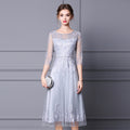 Wine Red High-End Elegant Lace Skirt New High Waist Slimming Large Swing Embroidered Diamond Dress