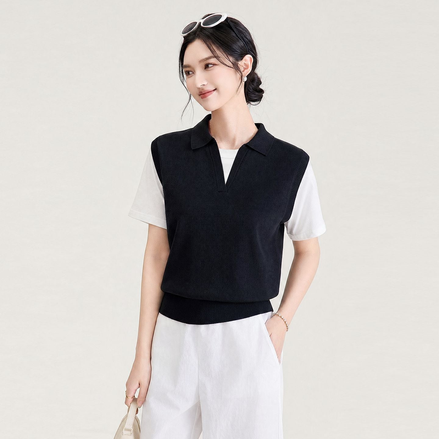 Slimming V-Neck Short Sleeve T-Shirt Shirt Women's Base Layer Drawstring Cover-Up Summer New plus Size Fashion Design