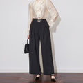 High Waist Wide Leg Suit Pants for Women Loose Straight Cut Autumn Winter New Style Casual Long Trousers Polyester Cotton Blend