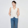 Elegant Slim Fit Lace Vest Top Women's Style Embroidery Breathable Comfortable Polyester Fabric Casual Elegant