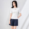 Women's round Ne Five-Quarter Sve T-irt Hollow out Design Slim Fit Base irt Korean Sle Commute Faion Spring Autumn