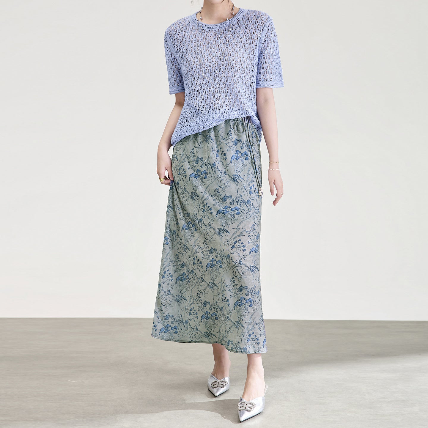 Artistic Print Commuter Friendly Fish Tail Skirt Belted Versatile Long Skirt Suitable for Various Occasions