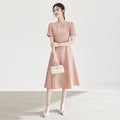 Beige Dress Luxury High Waist A-Line Skirt Pear Shape Body Slimming Summer New Style Elegant Commute Daily Wear
