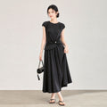 Fashionable Short Sleeve Top And Half Skirt Two-Piece Set Women's Summer New Style Simple Elegant Style Cotton Linen Blend